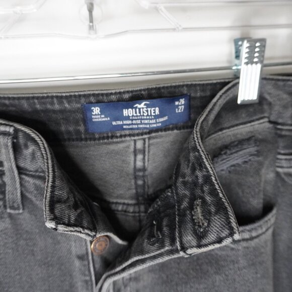 Upcycled Hollister Black Wide Straight-Leg Jeans - Size 26 - Picture 12 of 13